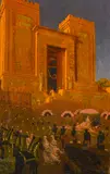 Chesley Knight Bonestell, Queen of Sheba, oil and graphite on drafting paper