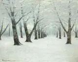L. Birge Harrison, Tunnel of Trees in Winter, oil on canvas