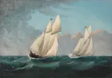 William Gay Yorke, Schooner Yachts Racing, Palmer vs. Dreadnaught, oil on canvas