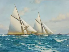 Anthony D. Blake, America's Cup 1899, Columbia vs. Shamrock, oil on canvas