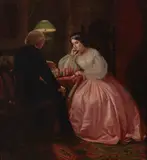 Juliana Oakley, The game of chess, oil on canvas