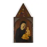 Veneto-Cretan School, Madonna and Child, oil on panel, shaped top