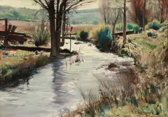 River landscape by Paul Lauritz, oil on canvas, offered Feb 2020