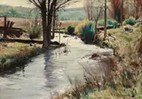 Paul Lauritz, River landscape, oil on canvas