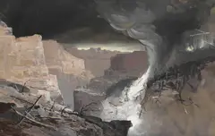 Cloud-Burst (Cañon of the Upper Missouri) by Julian Rix, circa 1888, oil and graphite on illustration board, sold Aug 2020