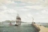 William A. Coulter, Three-Masted Barque Leaving Howth near Dublin, Ireland, oil on canvas affixed to board