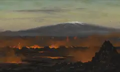 Interior of a volcano by Jules Tavernier, oil on canvas, sold Aug 2020