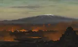 Jules Tavernier, Interior of a volcano, oil on canvas