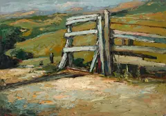 Si Chen Yuan, Lookout Gate, oil on Masonite