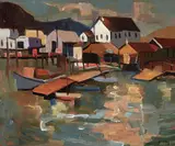 August François Gay, The Canneries, Monterey, oil on board