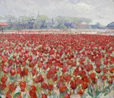 Joseph Raphael, Tulip Field, oil on canvas