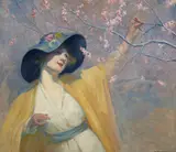 Jean Mannheim, Picking Cherry Blossoms, circa 1925, oil on canvas