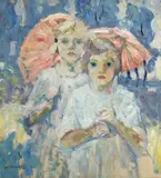 Joseph Raphael, The Paper Parasols, oil on canvas