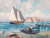 Joe Duncan Gleason, Schooner leaving Los Angeles harbor passing Dead Man's Island