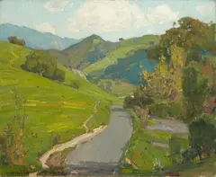 William Wendt, San Juan Capistrano Road, oil on canvas