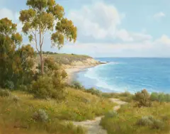 Coastal Path by David Chapple, oil on canvas affixed to board, sold Mar 2020