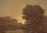 Granville Redmond, Sunset Beyond a Pond