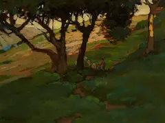 Karl Schmidt, Under the Trees, Santa Barbara, California, 1915, oil on board