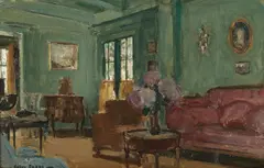Interior Scene by Jules Eugene Pages, oil on canvas laid down to cardboard, sold Mar 2020