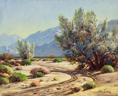 Desert Road by Paul Grimm, oil on canvas board, sold Mar 2020