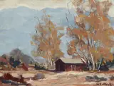 Hanson Puthuff, House, Lone Pine, oil on Masonite