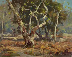 Sycamores near the Arroyo by Jack Wilkinson Smith, oil on canvas affixed to board, sold Mar 2020