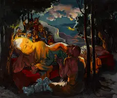 Stanton Macdonald-Wright, Death of the Buddha; Homage to Pierre Louÿs (double-sided), 1945, oil on canvas
