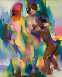 Stanton Macdonald-Wright, Three Graces, 1971, oil on wood panel