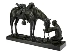 Charles Schreyvogel, The Last Drop, 1903, bronze with dark brown patina