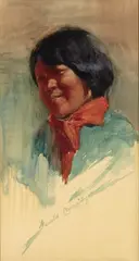 Gerald Cassidy, Navajo Boy, gouache, watercolor and graphite on paper