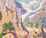Birger Sandzén, Lake Scene, Rocky Mountain National Park, circa 1939, oil on board