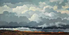 Earth Flight Environment by Eric Sloane, 1977, oil and graphite with tooling on masonite, sold Mar 2020