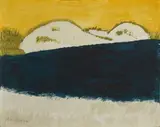 Milton Avery, Dunes and Blue Sea, 1961, oil on canvasboard