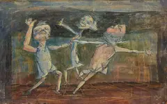 Alton Pickens, Children Playing, 1944, oil on panel