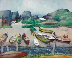 Leon Kroll, Boats on the Harbor, 1915, oil on canvas