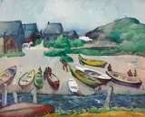 Leon Kroll, Boats on the Harbor, 1915, oil on canvas