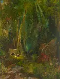 Thomas Moran, Seminole Village in the Everglades 1860 (Seminole Indians Encamped in a Clearing in a Florida Swamp)