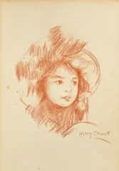 Mary Cassatt, Drawing of a Young Girl, crayon on paper