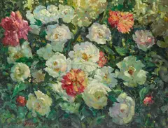 Peonies by Abbott Fuller Graves, oil on canvas, sold Jul 2020