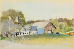Study for Thurber Homestead by Wolf Kahn, 1978, pastel on paper, sold Jul 2020