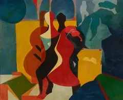 The McCord Sisters' Duet by Charles Green Shaw, circa 1932, oil on canvas laid down on board, sold Jul 2020