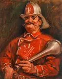 Edmund Franklin Ward, Firefighter, oil on canvasboard