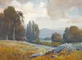 Mt. Diablo from Burlingame by Percy Gray, watercolor on paper, sold Apr 2019