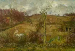 Winter Hillside by Charles Harold Davis, circa 1932, oil on canvas, sold Apr 2019