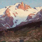 Footbridge below Snowcapped Peaks by Edgar Alwin Payne, circa 1921-1923, oil on canvas, offered Apr 2019