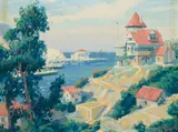 Joe Duncan Gleason, The Beautiful Bay of Avalon (The Giddings House and Avalon, Catalina Island)