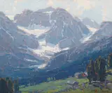 Alpine scene - Switzerland by Edgar Alwin Payne, oil on canvas, sold Apr 2019