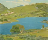 William Wendt, Lake in the Hills, oil on canvas