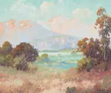 A hazy day in the mountains above San Diego by Maurice Braun, oil on canvas, sold Apr 2019