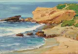 Anna Althea Hills, Rocks along the Laguna Coast, oil on board